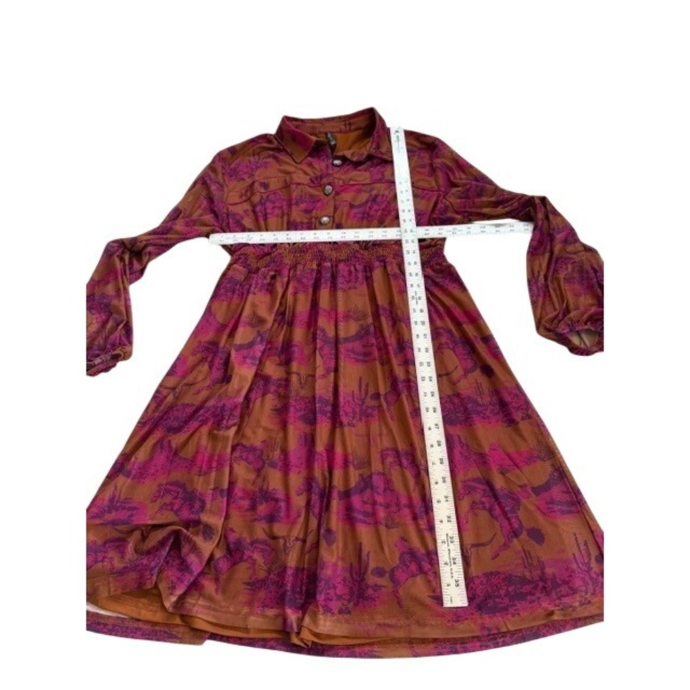 2 Fly Co. The Cimmaron Dress Button Smocked Waist Midi Dress XL New - Picture 3 of 8